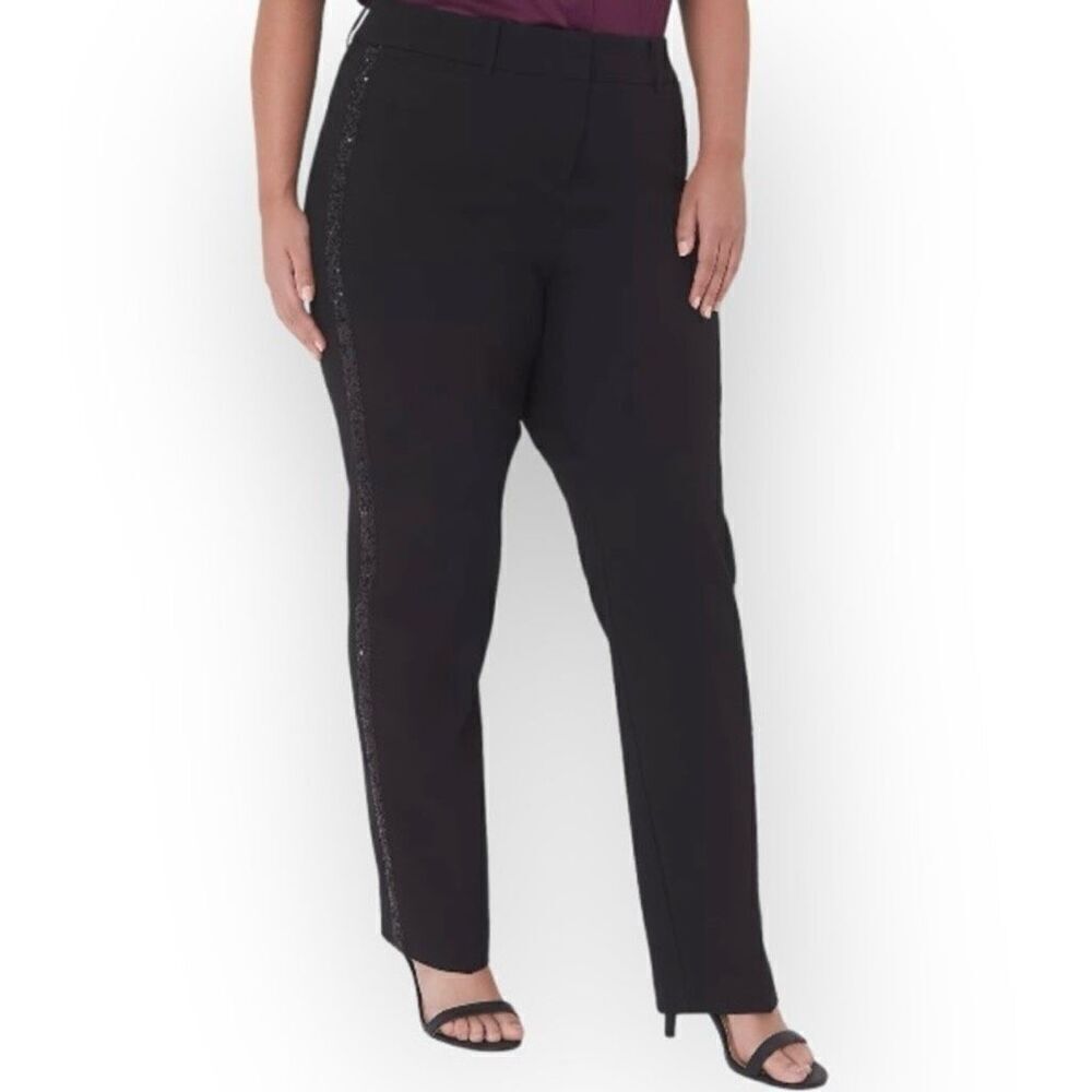 Lane Bryant Signature Fit Sequin Side‎ Tape The Perfect Drape Straight Pant 24